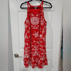 Westport Red & White Floral Embroidered A-Line Dress in Size 1X